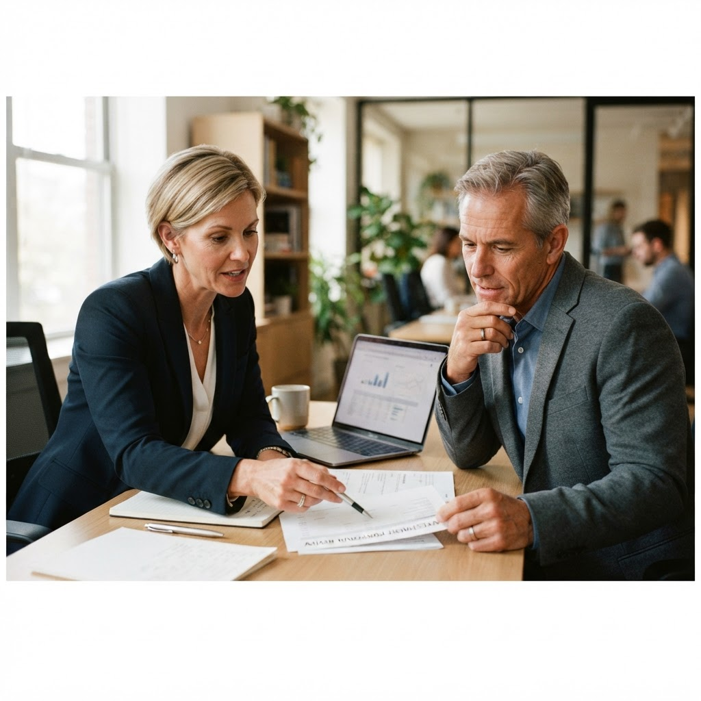 A professional advisor meeting one-on-one with a client