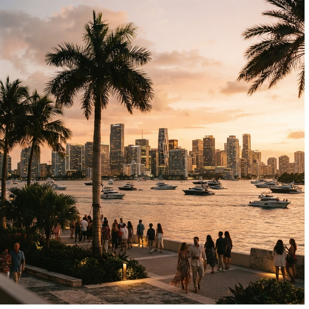 The South Florida skyline at golden hour